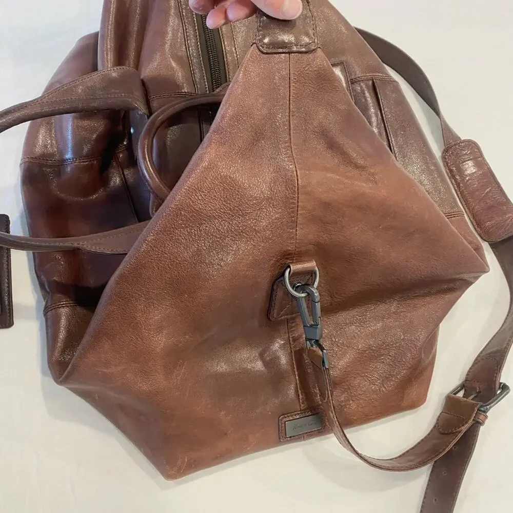 Kenneth Cole Leather Weekender Duffle Bag